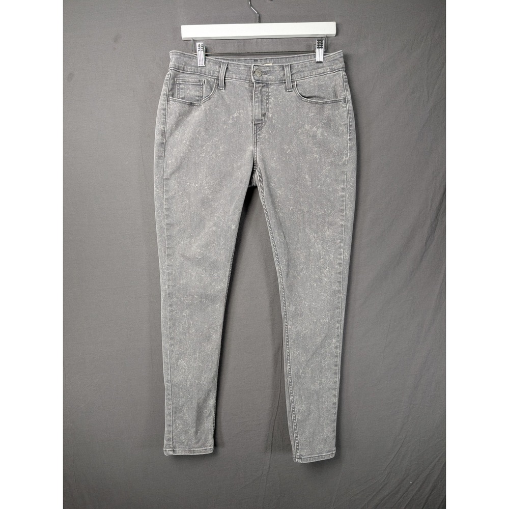 Levi Skinny Jeans Gray Acid Wash Mid Rise Denim Pants